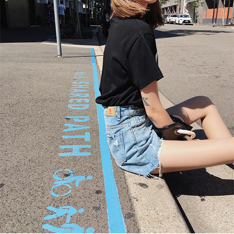 

New Summer Pattern Women Tassel Denim Shorts High Loose Hole Harajuku Wind Fashion Sexy Jeans Short Female HF124