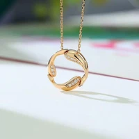 new funny circle pendant necklace gold color shiny cz fashion versatile neck accessories for women delicate gift hot jewelry