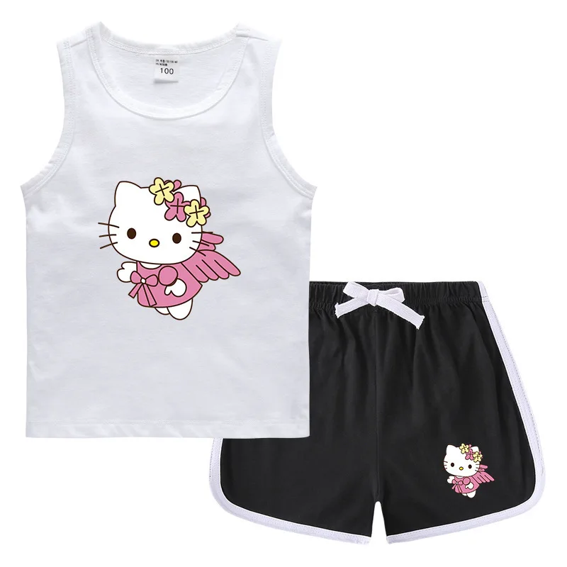 

Hello Kitty Summer Children's Vest Hot Pants Korean Casual Bottoming Shirt Sweat-absorbing Candy Kids Sleeveless Undershirt