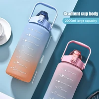 sports fitness large capacity water bottle bounce cover time scale reminder cute water bottle frosted leakproof cup for outdoor