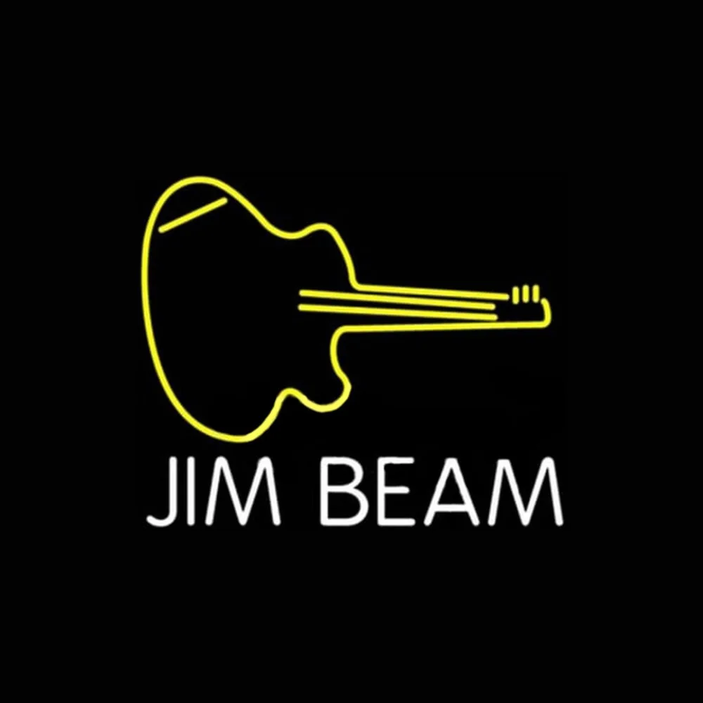 

JIM BEAM Whisky Guitar Lamp Custom Handmade Real Glass Tube Bar KTV Store Advertise Wall Decor Display Neon Sign Light 17"X14"