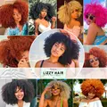 LIZZY Short Afro Kinky Curly Wigs With Bangs For Black Women African Synthetic Ombre Brown Cosplay Wig High Temperature Glueless