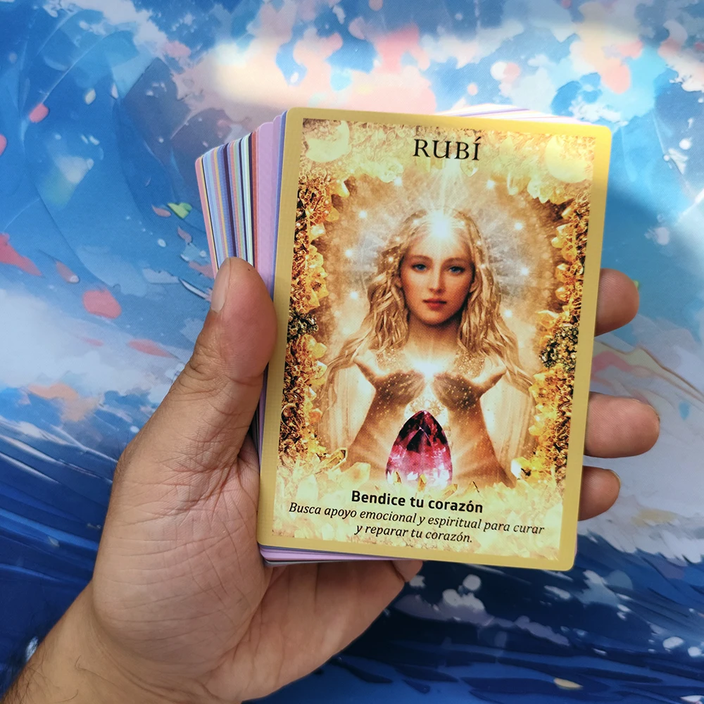 Cristales y Ángeles - Колода для карточек испанского оракула | Большой размер с