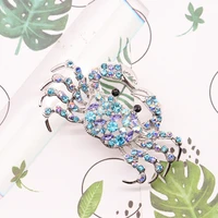 fashion rhinestone zircon crab brooches for women vintage animal pins cute accessories high quality gift