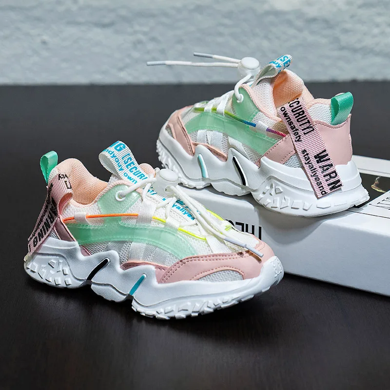 

New Arrival Children Girls and Boys Fashion Sneakers Kids Designer Casual Sport Shoes School Tennis 4-10y,pink,white,