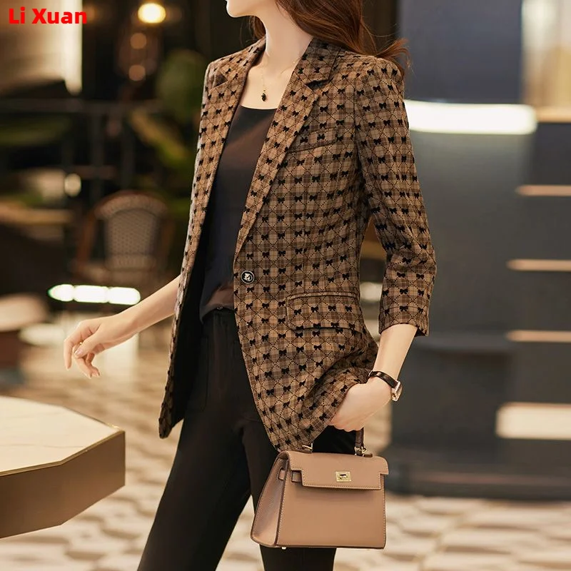 Quality Spring Summer Women's Korean Fashion Elegant Loose Medium Sleeve Jacket Office Leisure Blazer Thin Cardigan Coat Top 4XL