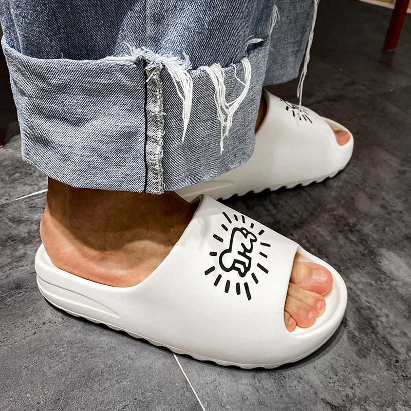 

sleepers shoes men 2022 Brand Slide Slippers Men Indoor Soft Men's home slippers Beach Flip Flops Flats Graffiti Shoes Man