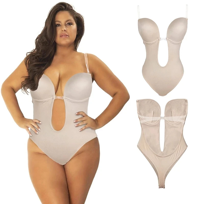 Seamless U Plunge Bra Backless Thong Bodysuit Shapewear For Women High Quality Tummy Control Invisible Under Dress Body Shaper