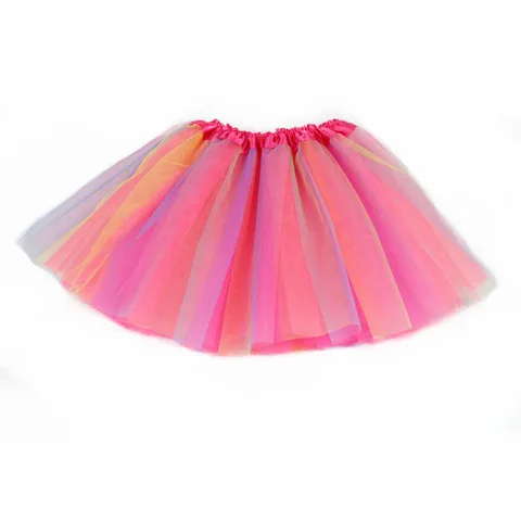 Юбка-пачка для маленьких девочек, радужная разноцветная детская бальная одежда, танцевальная балетная Одежда для девочек, один размер, A325