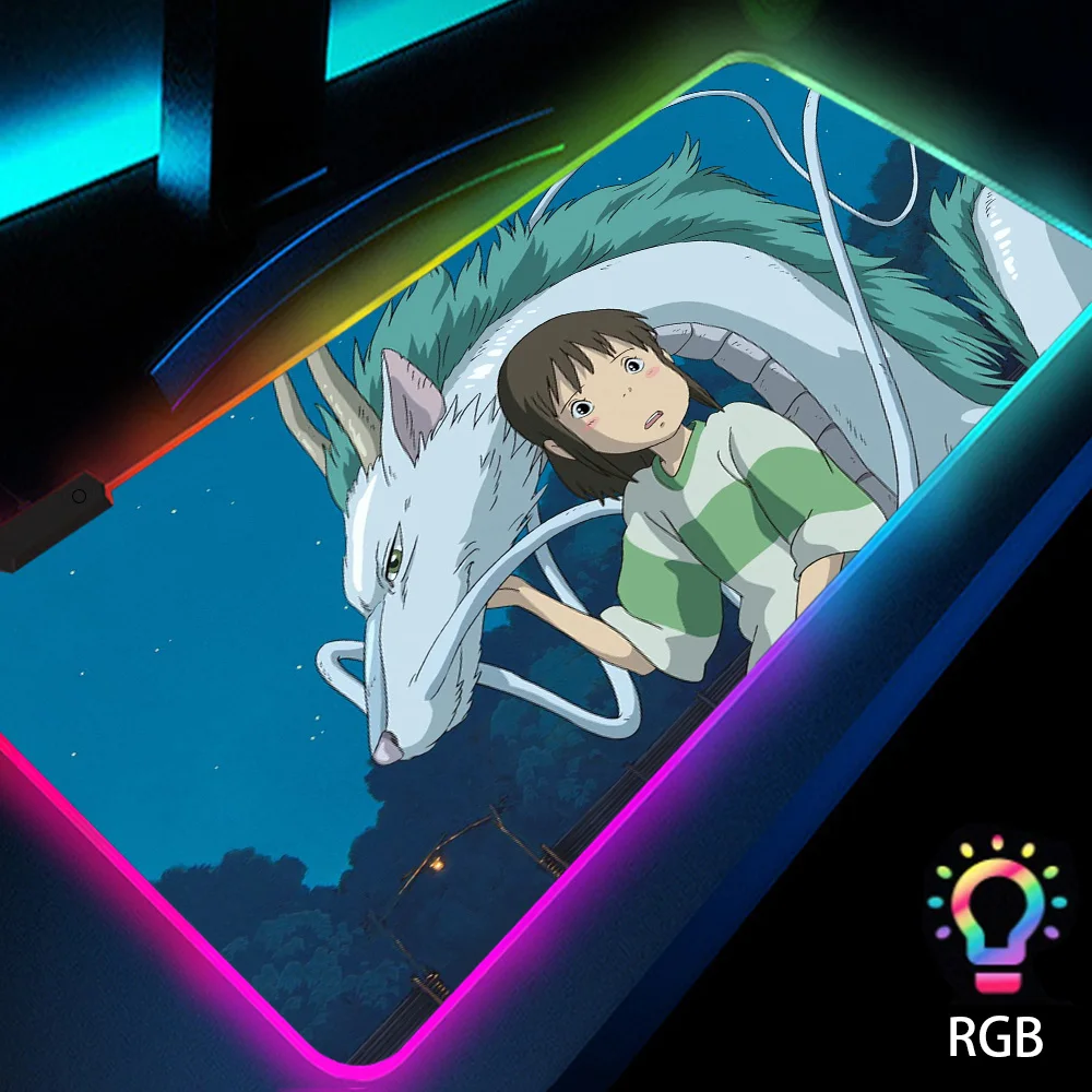 

Ghibli Creative Anime Cartoon Led Rgb Big Keyboard Mouse Pad with Backlight Kawaii Cute Desk Accessories Mousepad 900x400 Xxl