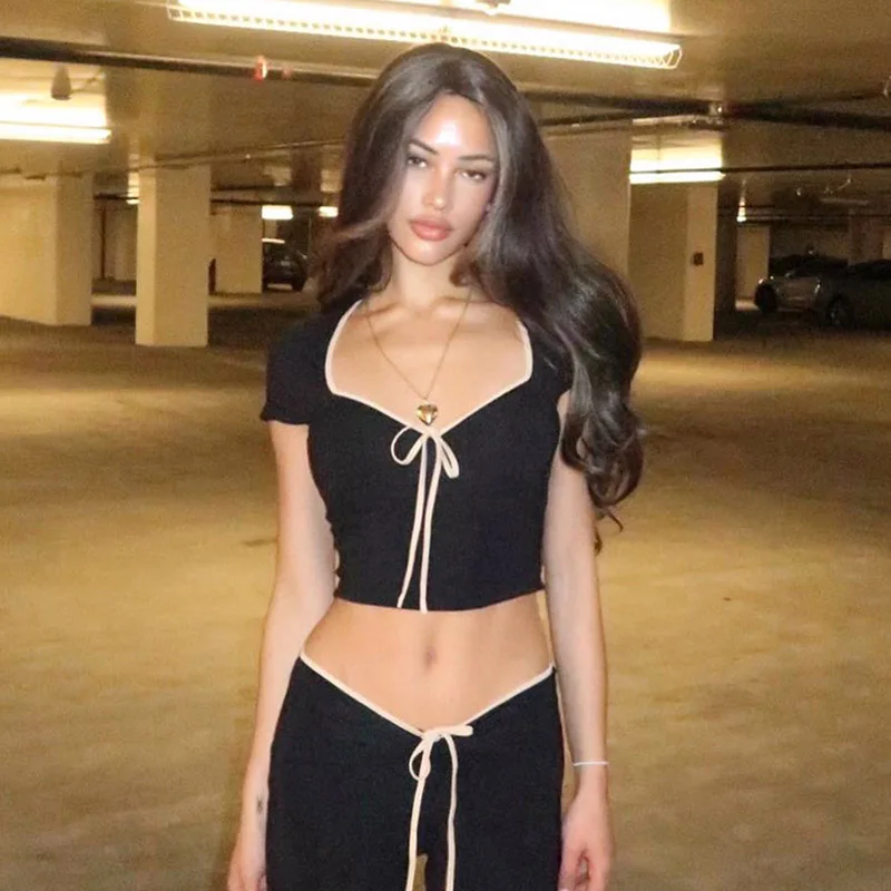 Летний укороченный топ Y2k с бантом детские футболки женская одежда шикарные