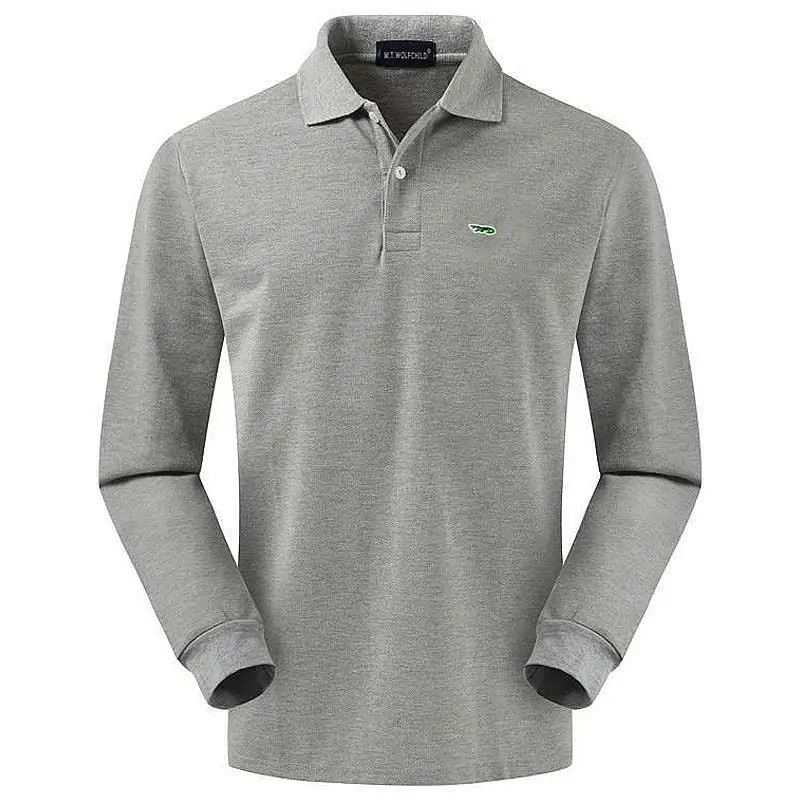 Мужская рубашка-поло с длинным рукавом из натурального хлопка | одежда