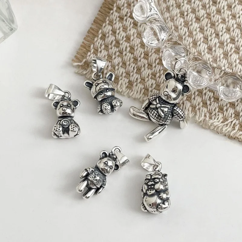 S925 Sterling Silver Bear Pendant Female Only Pendant Diy Pendant Light Luxury High Pendants Jewerly Woman