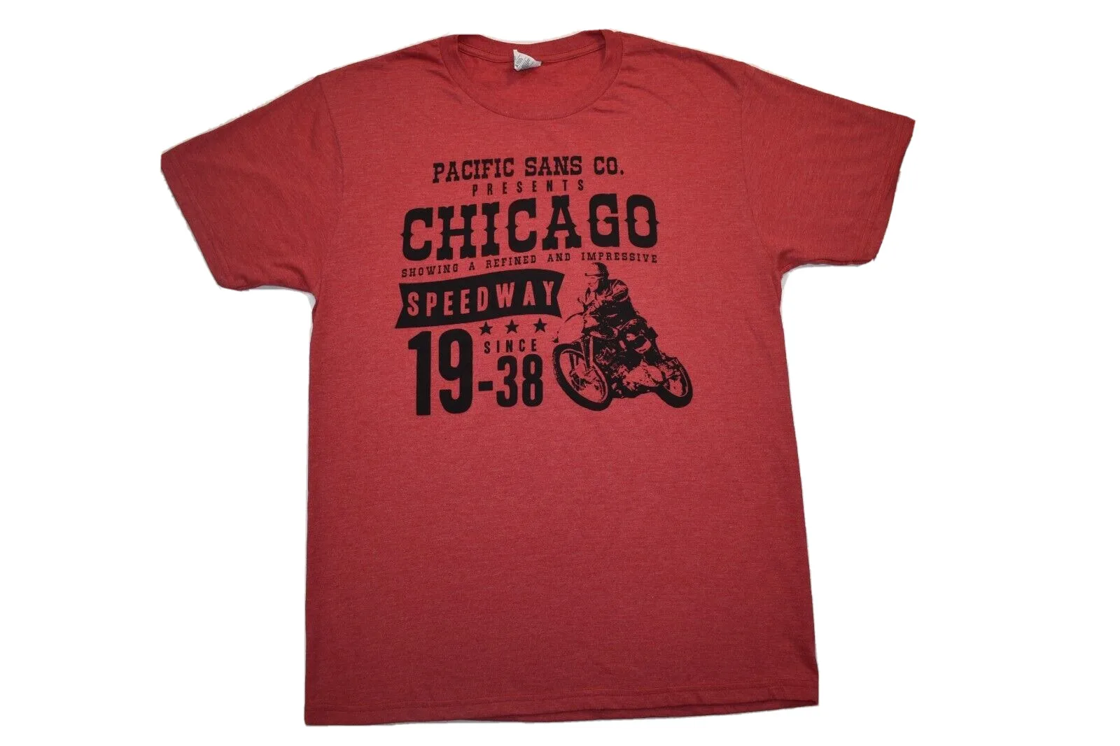 Мужская футболка Sans Pacific Co Chicago демонстрирует изысканную модель Speedway 1938 Красная