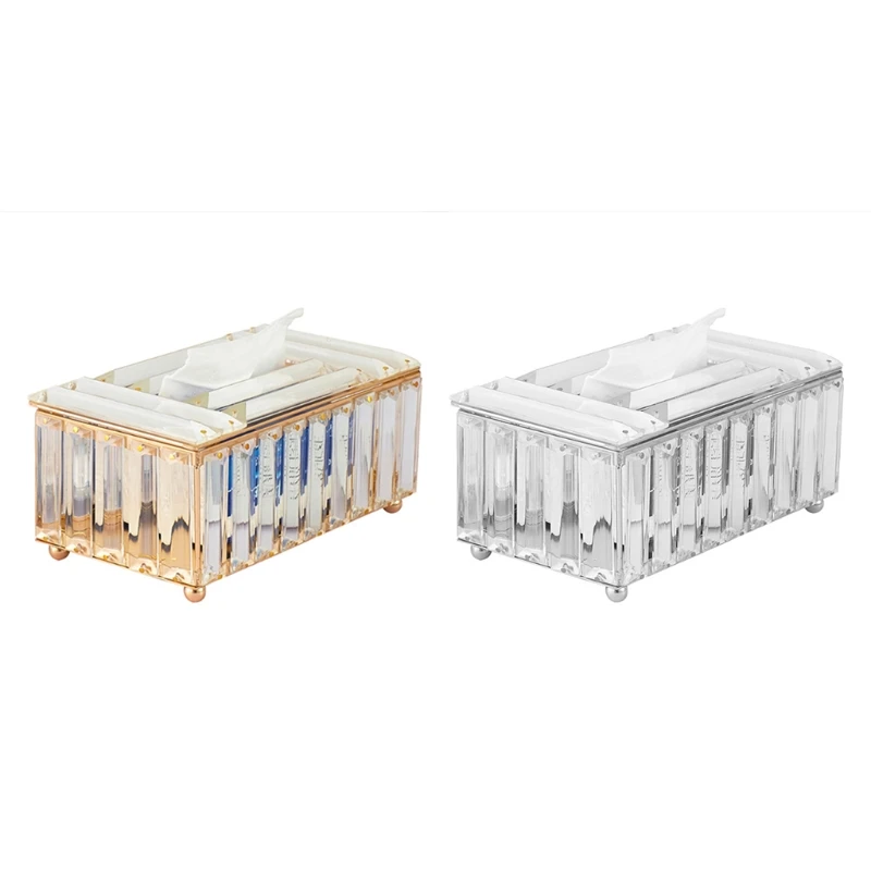 

Rectangular Crystal Tissue Box Tissue Holder for Home Bathroom Living Dining Roo