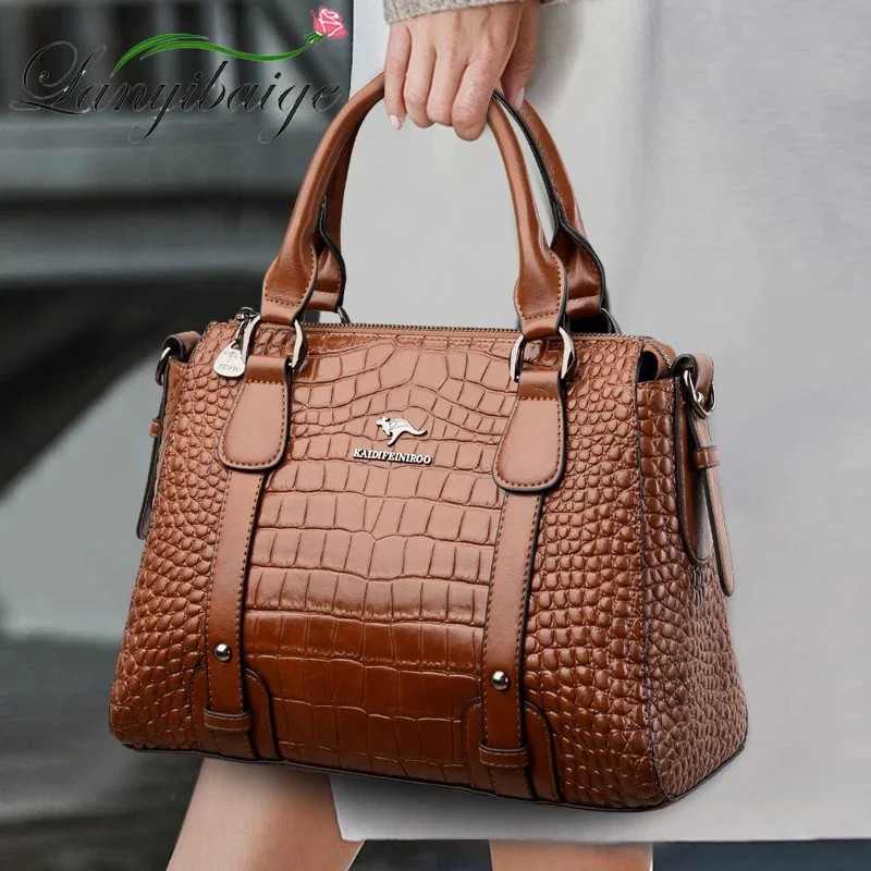 

Brand 2023 Women Handbags Famous Designer Crocodile Stripe Casual Tote Bag High Quality Sac A Main Crossbody Shoulder Bags Bolsa