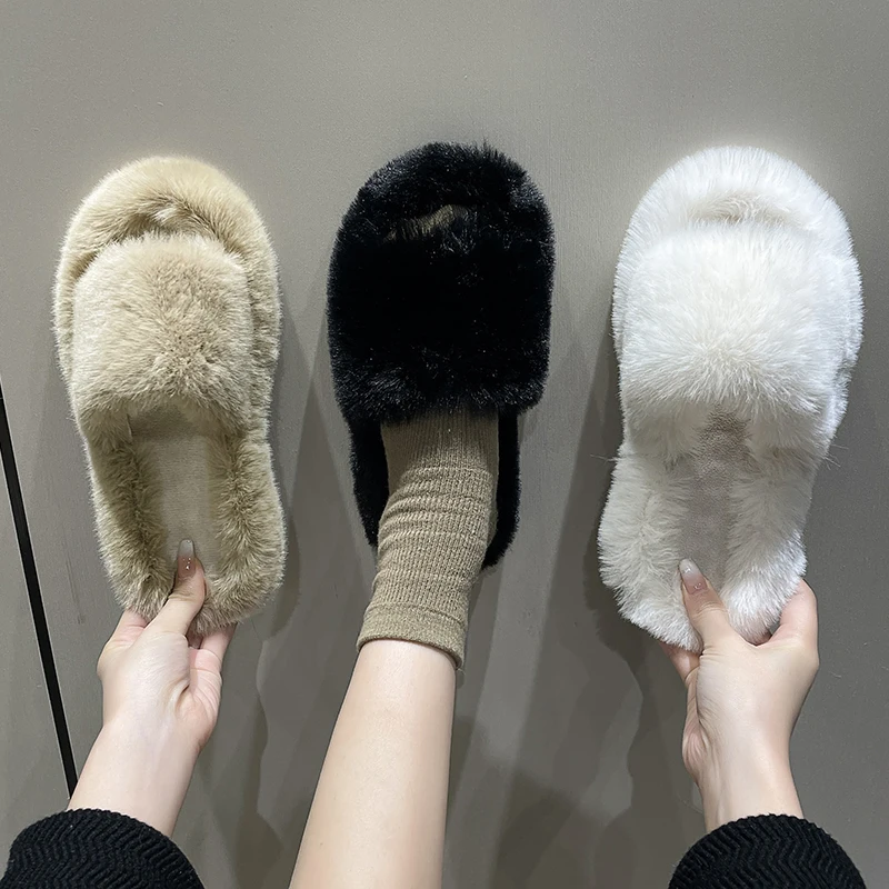 

Женская зимняя обувь с мехом, дизайнерские мягкие сланцы из мягкой плюшевой ткани в римском стиле, повседневные модные ботинки из искусстве...