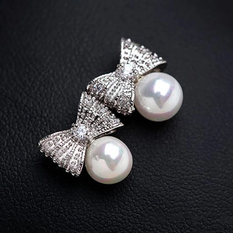 

Exquisite Bow Knot Imitation Pearl Women's Stud Earrings Simple Fashion Accessories Versatile Party Everyday Wear Fashion Jewelr