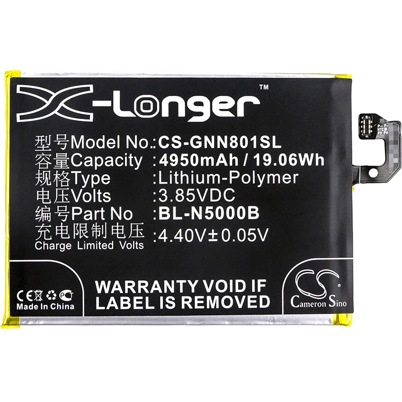 

CS 4950mAh/19.06Wh battery for GIONEE GN8001,GN8001 TD-LTE,M5 Plus,Marathon M5 Plus,M5 Plus Dual SIM TD-L BL-N5000B