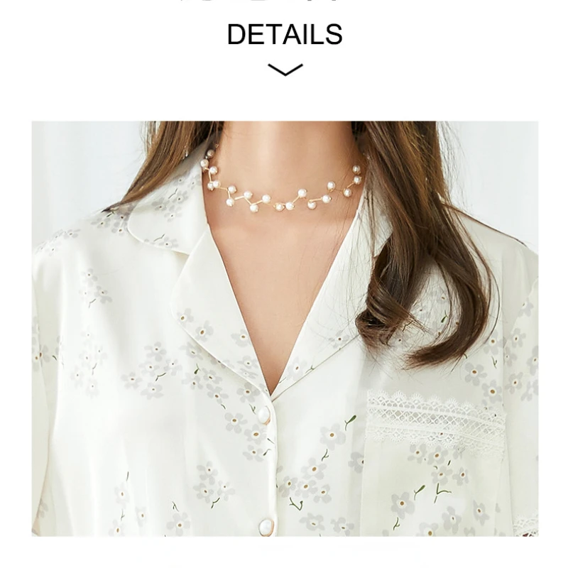 Pajamas for Women's Spring and Summer High-end Lace Short-sleeved Trousers Home Service Suit Can Be Worn Outside Soft Loungewear