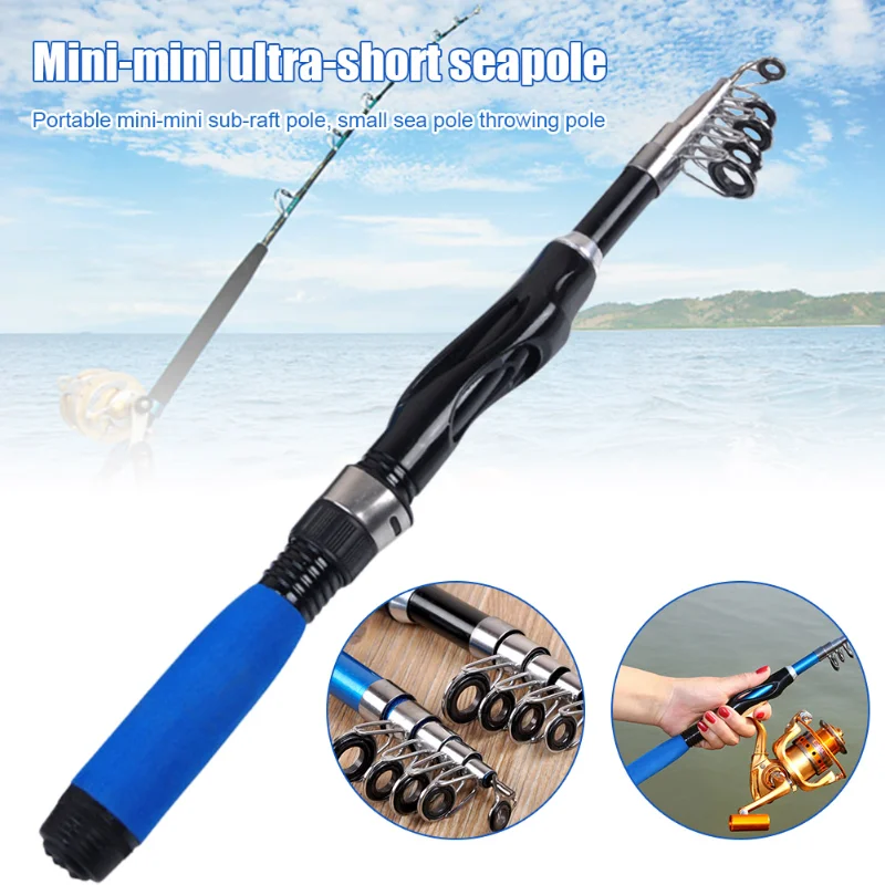 

Mini Portable Shore Casting Fishing Rod Ultra Short Spinning Telescopic Sea Pole 1.1m-2.1m FRP Rockfish Travel Rod for Saltwater