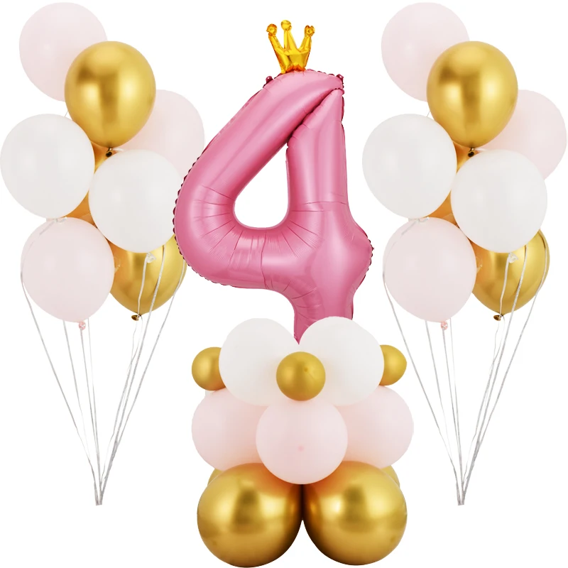 Воздушные шары в виде короны 33 шт./компл. розовые из латекса металлические
