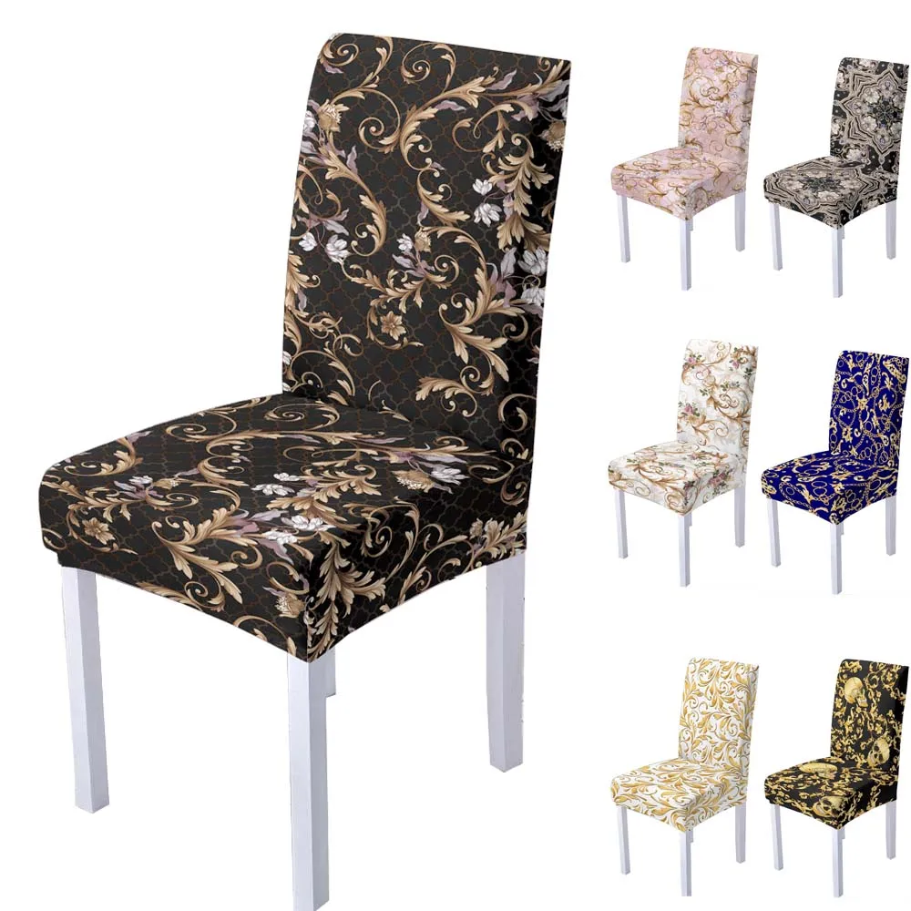 

Чехол на стул в стиле барокко, из спандекса, с цветочным принтом, высокой спинкой, для гостиной вечерние вечеринки, свадьбы