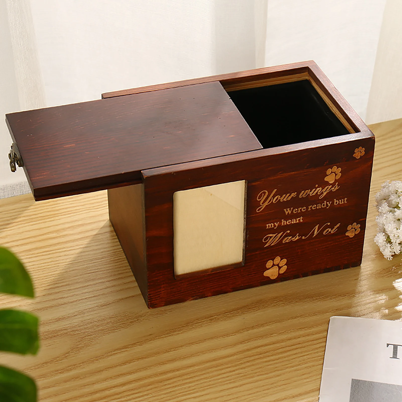 Wooden Urn Box for Cat Dogs Ashes Personalized Pet Memory Box Wooden Memorial Keepsake Urns Precious Souvenirs Pine Wood Storage