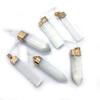 1pc natural stone gold plated crystal necklace pendant 15 55mm cube white crystal charm jewelry diy necklace earring accessories