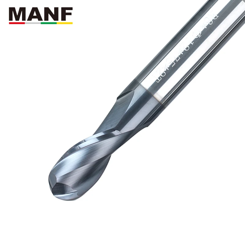 

MANF Milling Cutter 2 Flute HRC50 4mm 6mm 8mm Tungsten Steel Sprial Ball Nose End Milll CNC Tungsten Cobalt Alloy End Millls