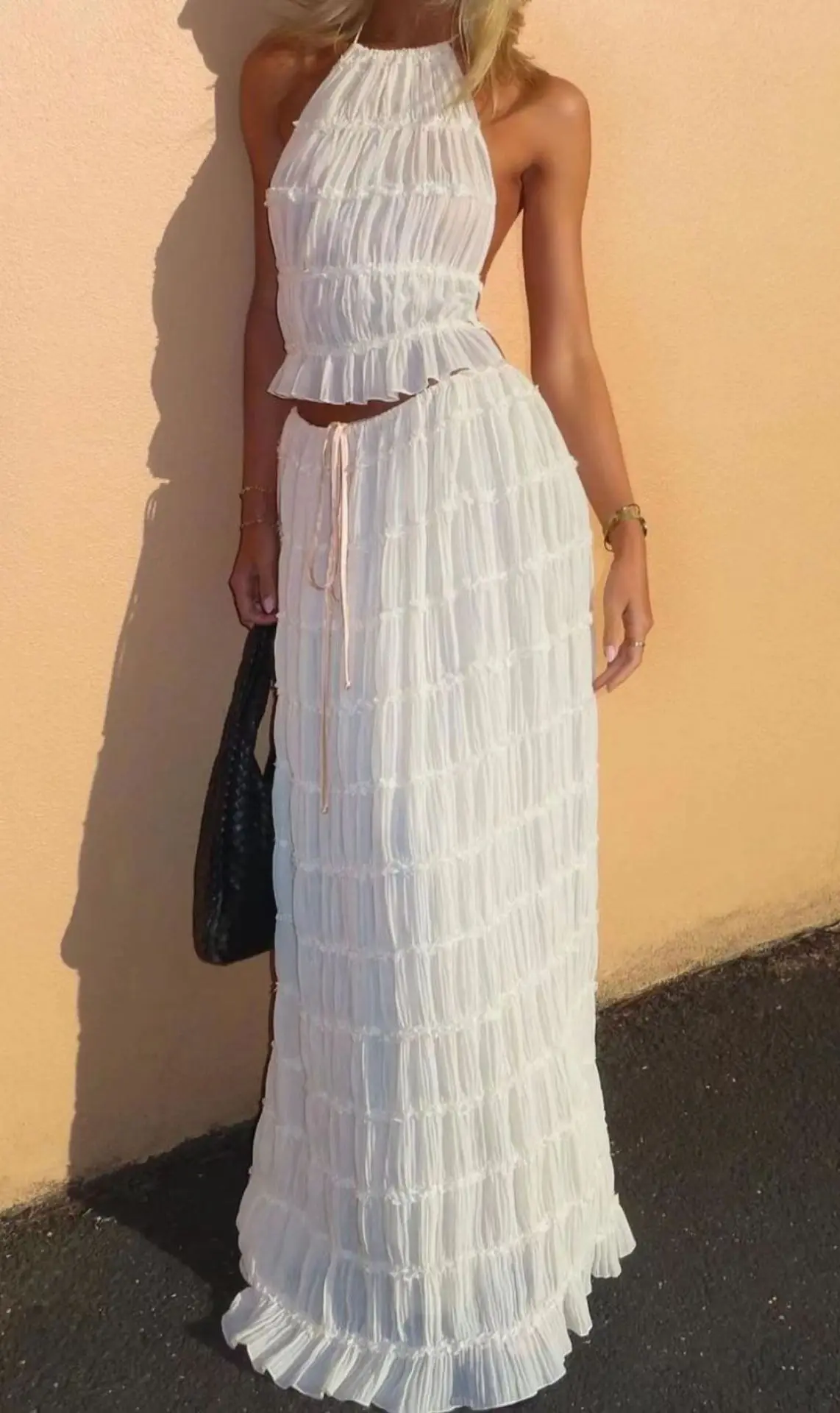 Женский комплект из 2 предметов однотонный костюм с длинной юбкой