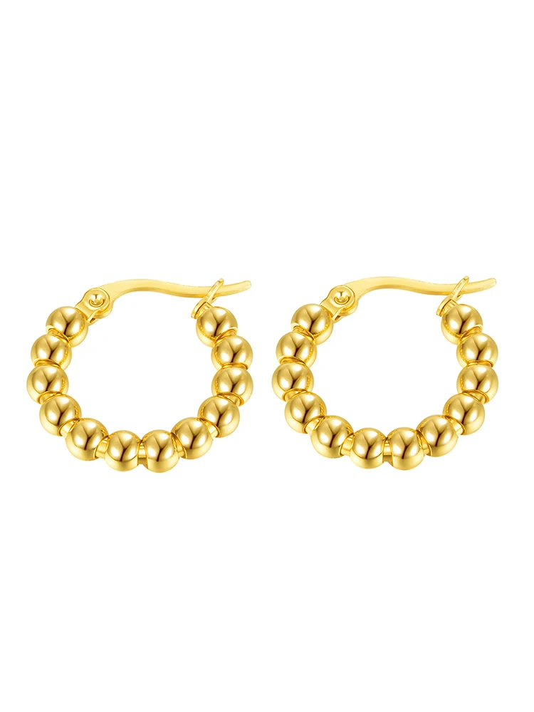 

Модные дизайнерские серьги-кольца из бусин золотого цвета, Винтажные серьги из титановой стали 316L для женщин, ювелирные изделия, подарок на ...