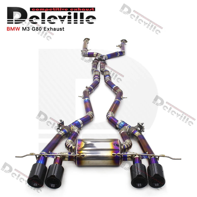 Фото Высокопроизводительная титановая выхлопная система Yooking Valvetronic Catback для BMW M3 G80 M4 G82 S58 3.0T 2019-2024 с двойной средней трубой, гоночная версия Mu №1