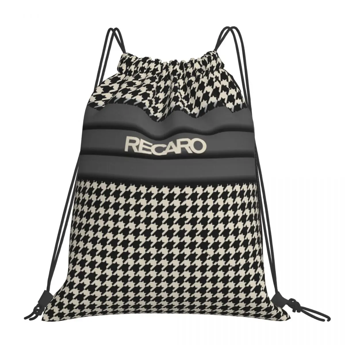 

Recaros Seat Houndstooth Backpacks Fashion Portable Drawstring Bags Drawstring Bundle Pocket Storage Bag Book Bags For Students