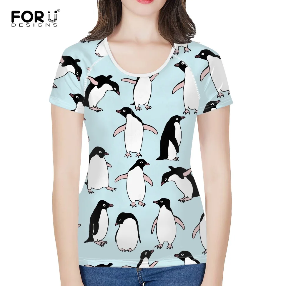 

FORUDESIGNS Cartoon Animal Pattern Female T-shirts Summer Soft Tops for Women Casual O-neck T Shirts for Girls Clothes 2022
