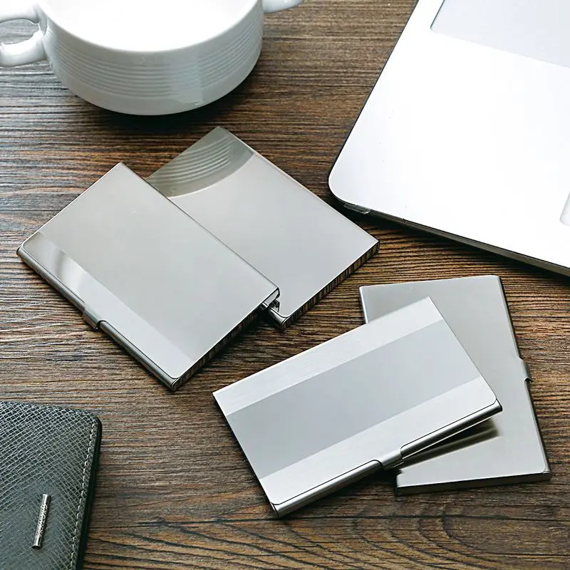 

E9LB модная визитница для чехла карман держатель для карт коробка большой емкости из нержавеющей стали Визитница для переноски для короткого...