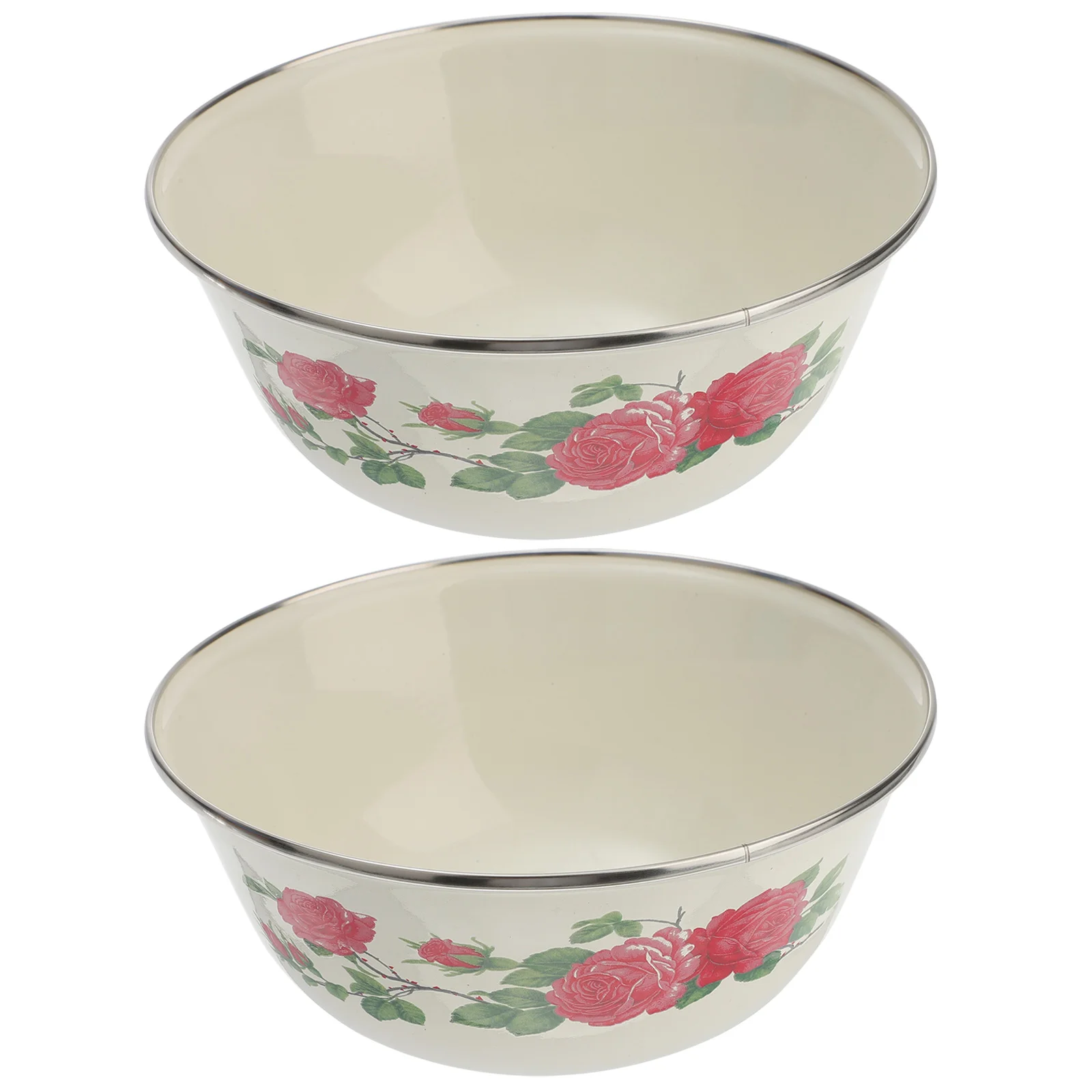 

Bowl Bowls Enamel Mixing Enamelware Salad Soup Basin Cereal Servingcontainers Nesting Noodle Dessert Prep Vintage Egg Stainless