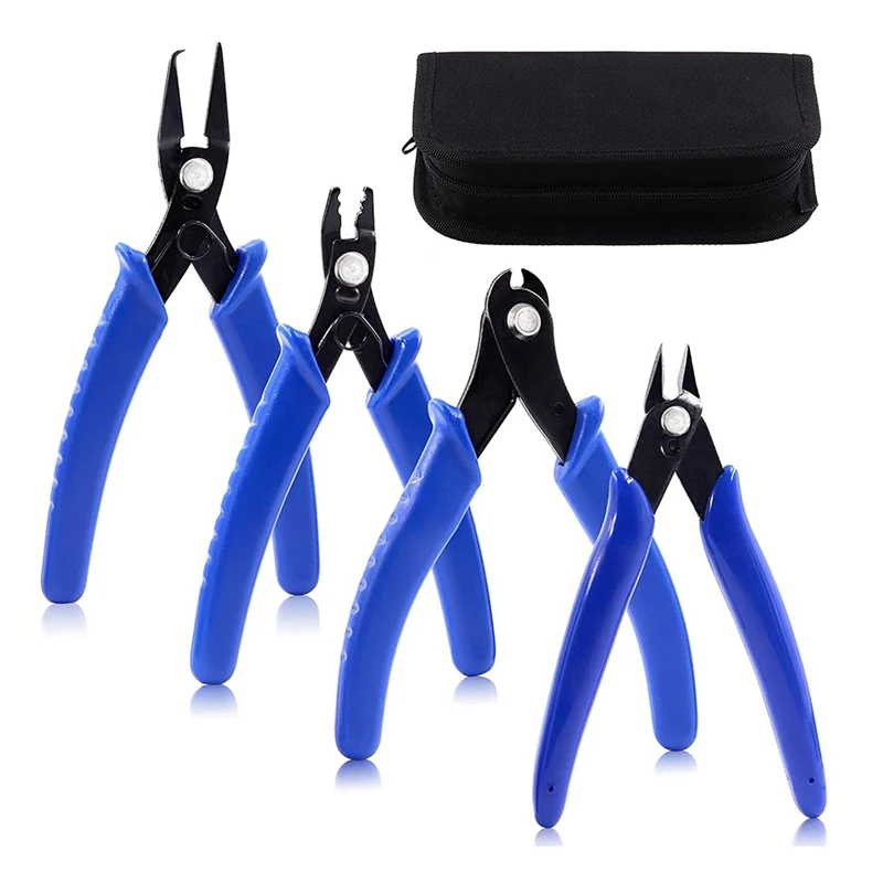 

4Pcs 4 Types Jewelry Making Pliers,Jewelry Crimping Pliers And Wire Cutters Pliers, Tool Kit For Jewelry Making