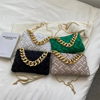 fashion square shoulder bag thick chain woven bags for women 2022 women handbags and purses small sling bag 2022 clutch tote new