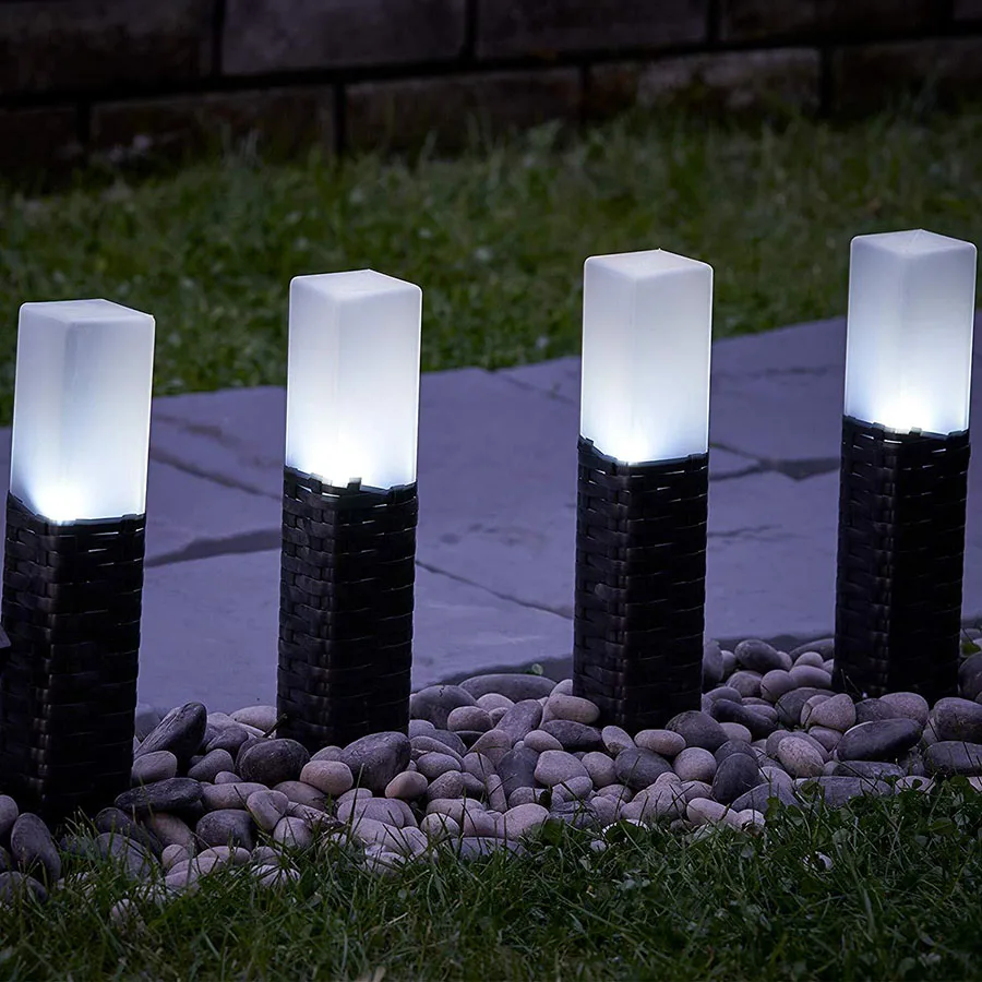 

Solar Light Rattan Lawn Lamp Square Round Rattan Outdoor Waterproof Garden Courtyard Park Path Corridor Lawn Decorative