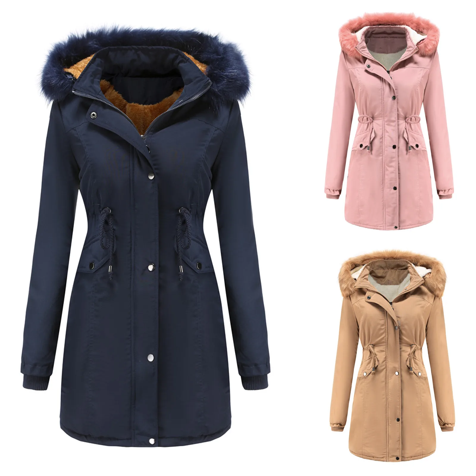

Coat Slim Hooded Outwear Padded Long Fashion Warm Jacket Ladies Removable Women vestes veste femme jackets for women 2022
