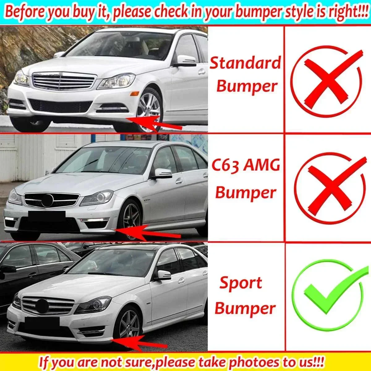 Новинка 3xавтомобильный передний бампер для губ спойлер Диффузор Крышка Mercedes Benz C
