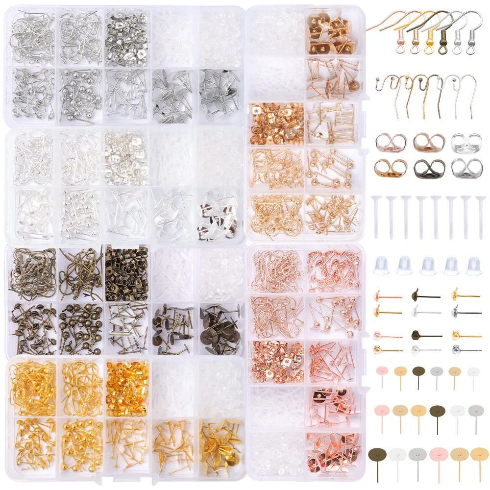 

170pcs Rose Gold Jewelry Accessories Supplies Making Kit for Earring Hook Lobster Clasp Open Jump Ring Connector Set for Beads