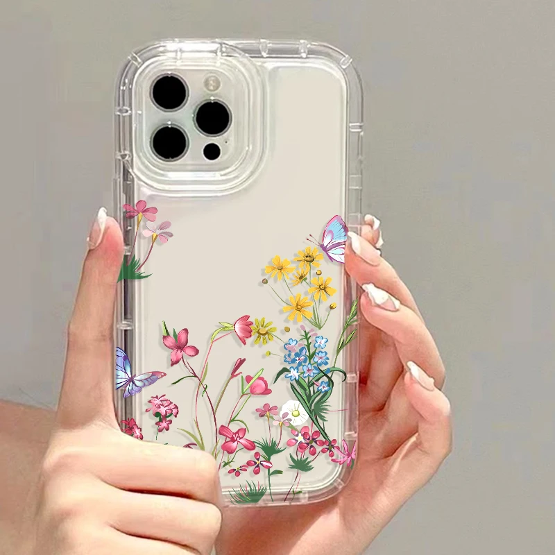 Чехол для телефона с цветами iPhone 13 чехол 15 14 11 12 Pro Max XR X XS 6 7 8 Plus SE 15pro 13pro прозрачные