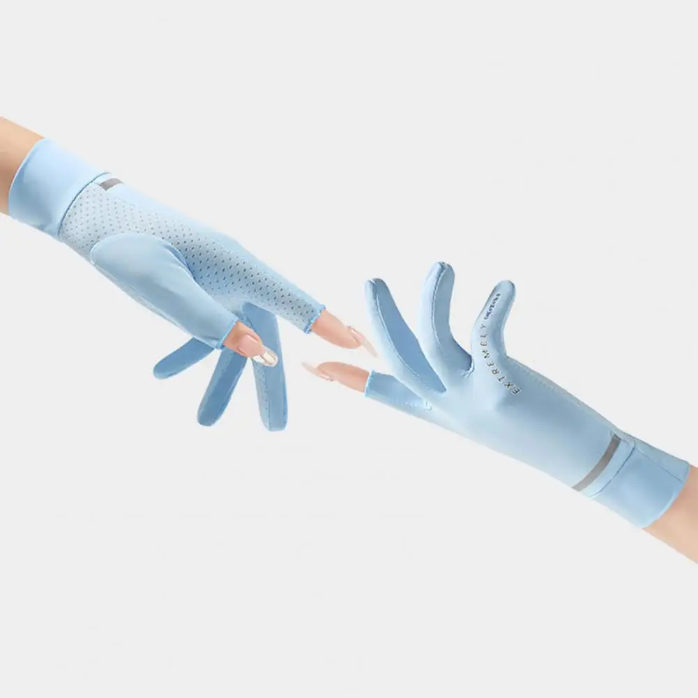 

Solid Color Full Fingers Sunshade Washable Women Cycling Mittens for Outdoor