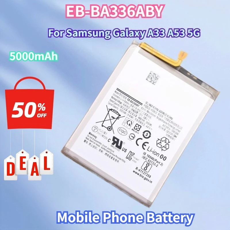 Фото Новая распродажа литиевой батареи емкостью 5000 мАч EB-BA336ABY для Samsung Galaxy A33 A53 5G SM-A5360 A33 5G A536 + бесплатные инструменты №1