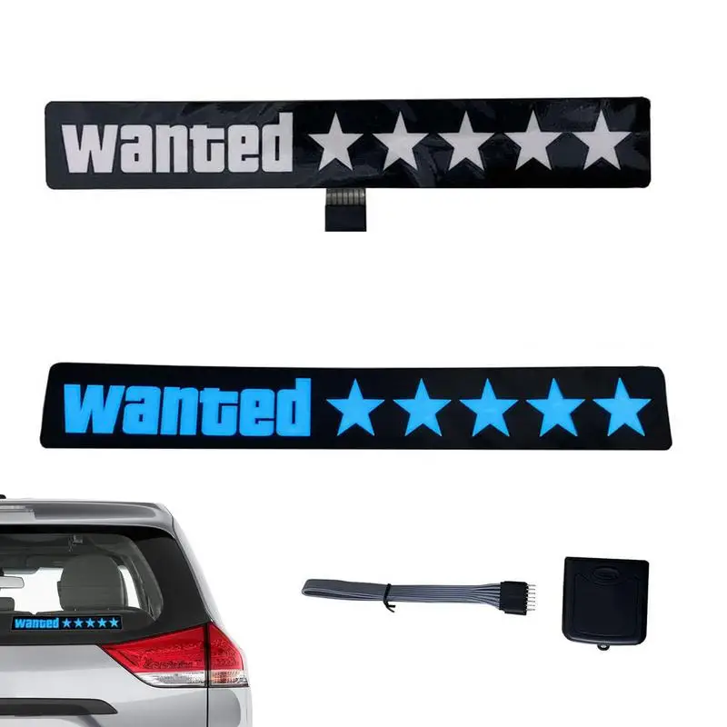 

Car Sticker LED Wanted Car Decor Windshield 5 Star Stickers Car Front Rear Window Windshield Decal Sticker For Wall Door