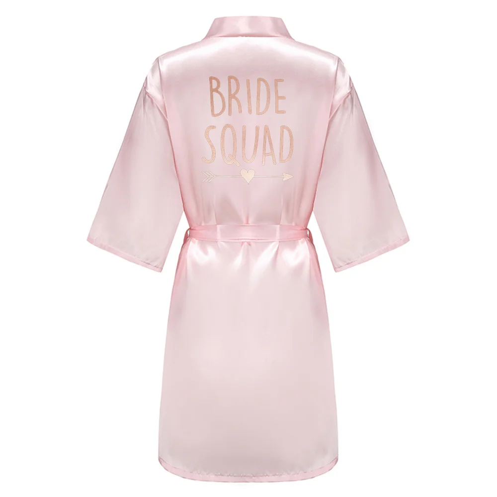 BRIDE SQUAD Women Wedding Satin Dressing Gown Personalized Custom Name Bathobe Bridal Party Robes Bridesmaid Robes gift