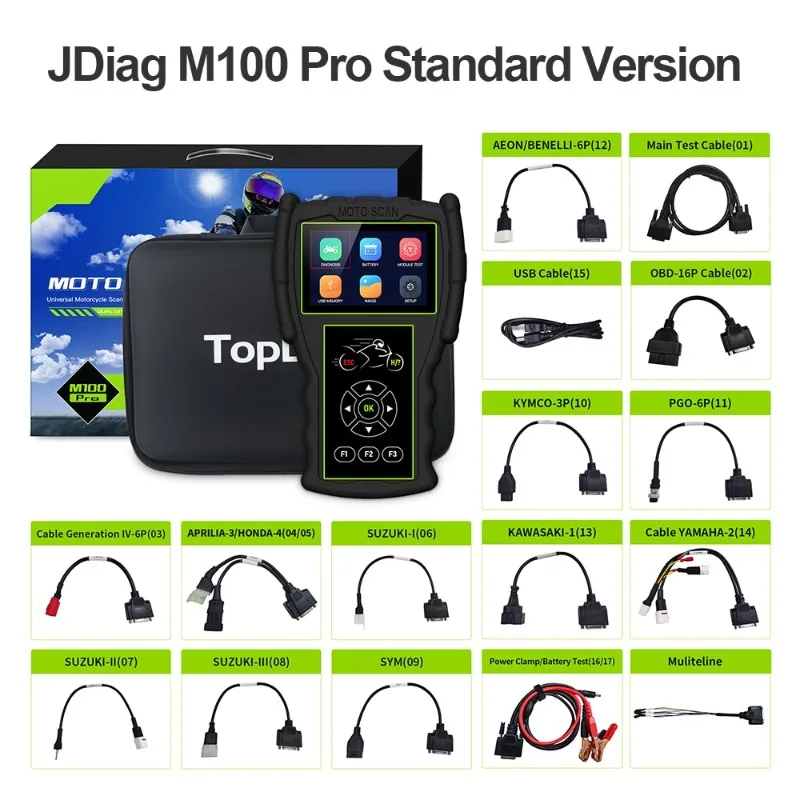 

JDIAG motorcycle tester M100 Pro four EFI system diagnosis and maintenance decoder OBD analyzer
