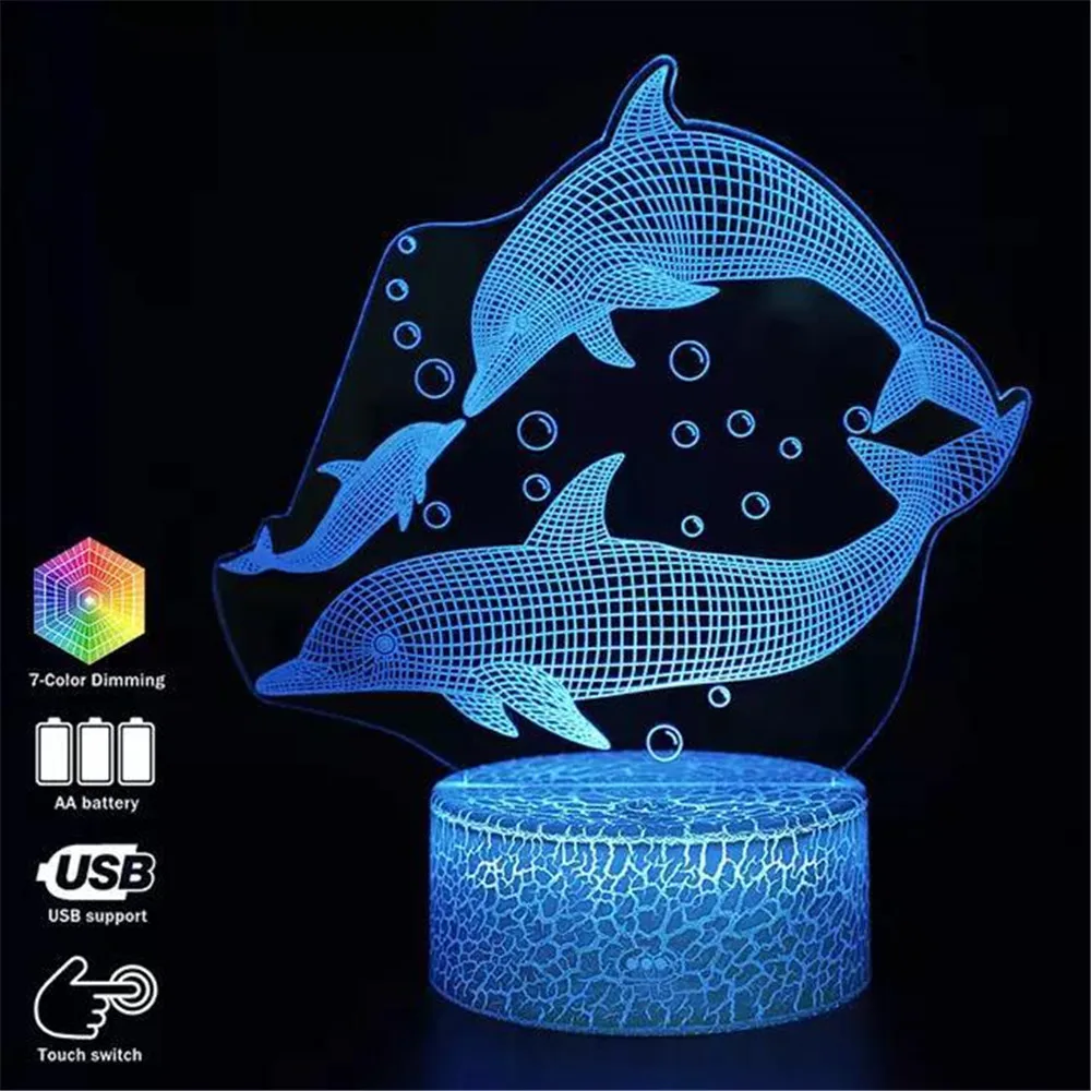 

16 Color Change Remote Acrylic Light LED Downlights Dolphin Series Colorful Creative 3D LED Night Light LED Lighting